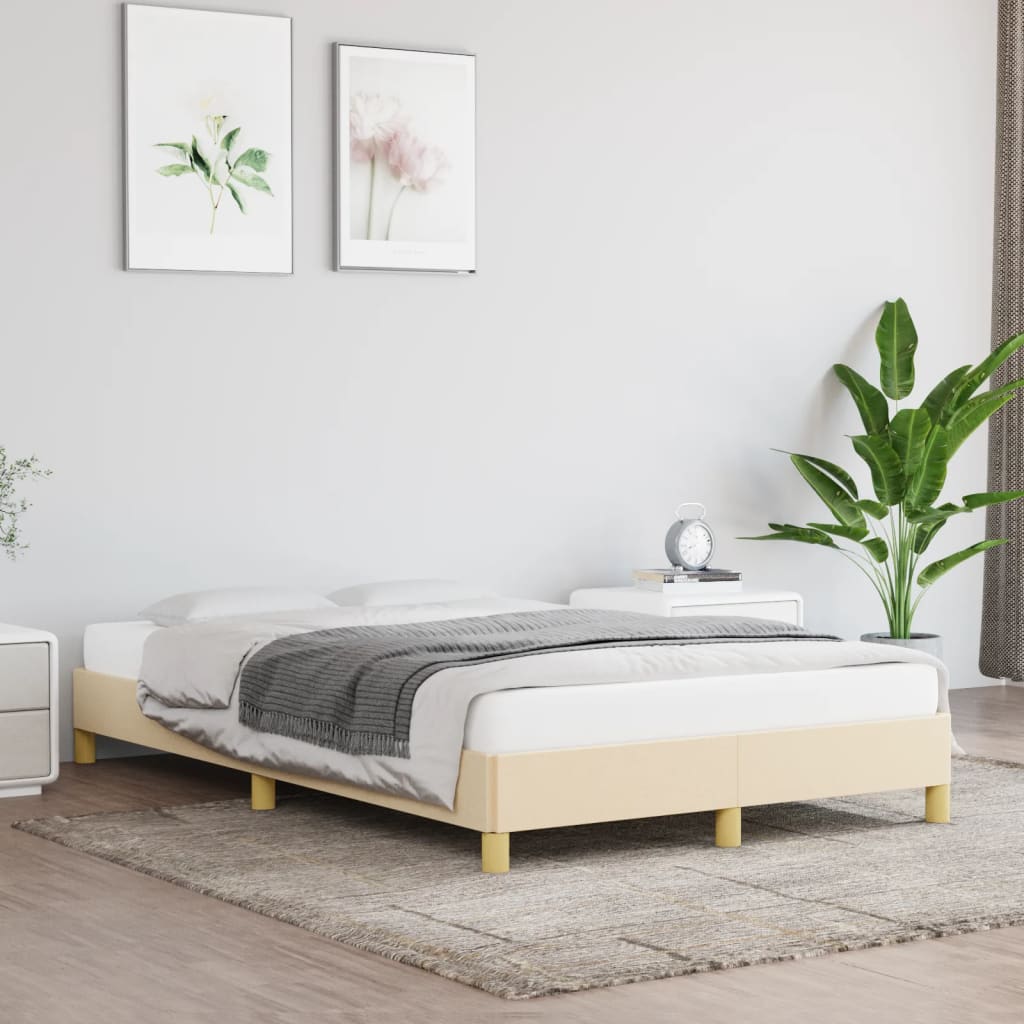 Cadre de lit sans matelas crème 120x190 cm tissu - XIOS