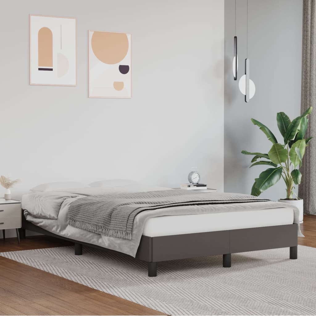 Cadre de lit sans matelas gris 120x190 cm similicuir - XIOS