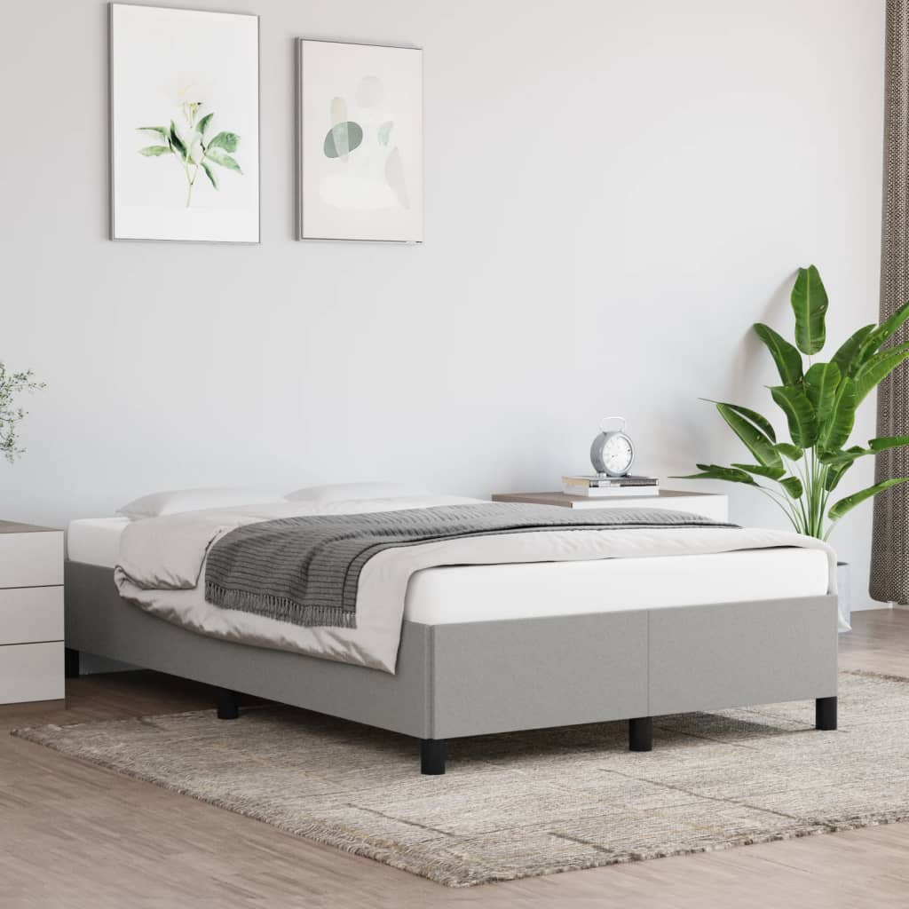 Cadre de lit sans matelas gris clair 120x190 cm tissu - XIOS