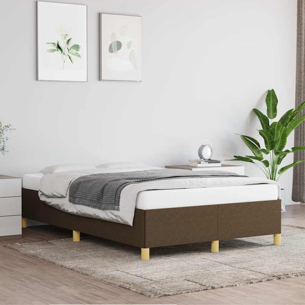 Cadre de lit sans matelas marron foncé 120x190 cm tissu - XIOS