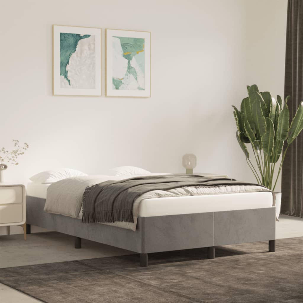 Cadre de lit sans matelas gris clair 120x190 cm velours - XIOS