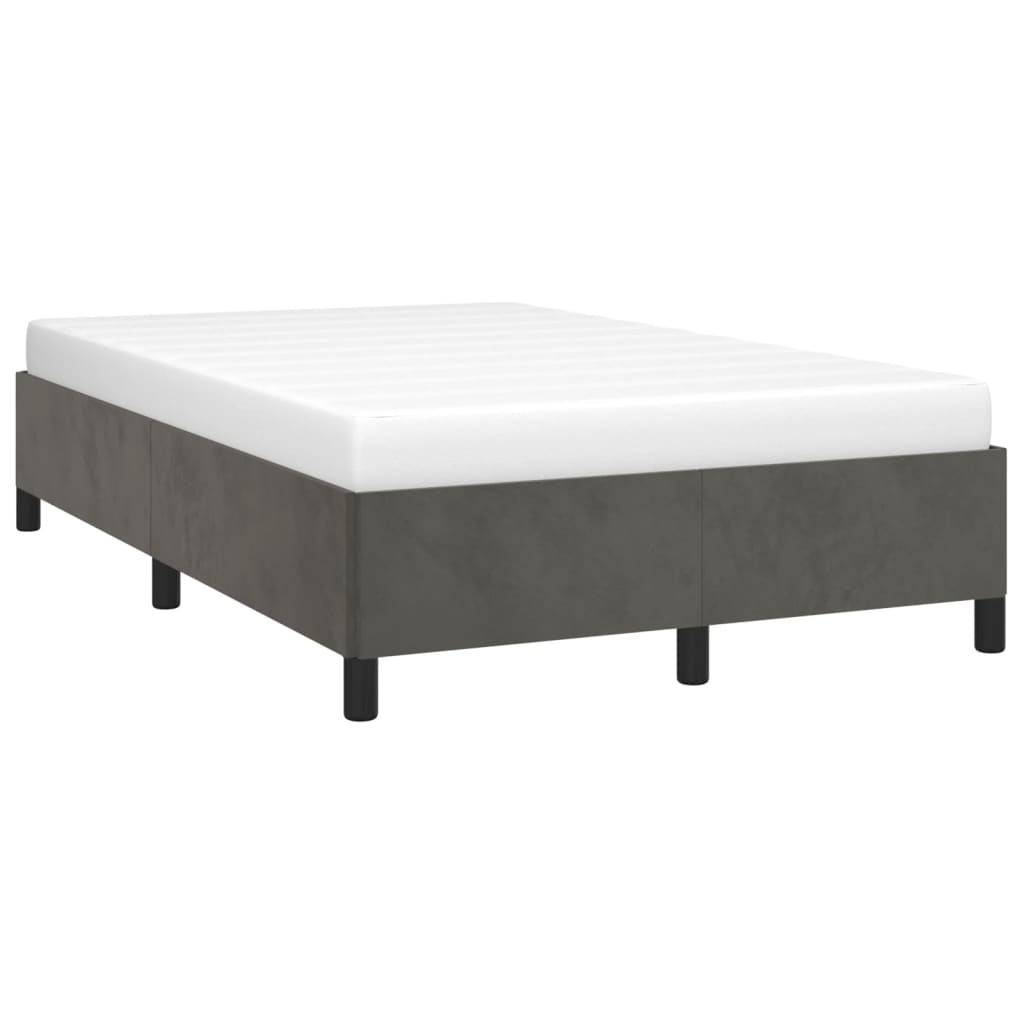 Cadre de lit sans matelas gris foncé 120x190 cm velours - XIOS