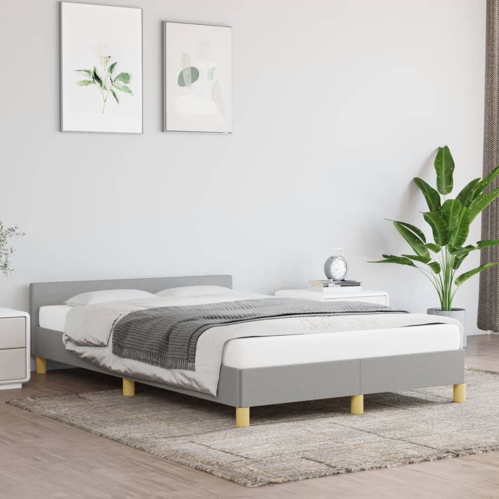 Cadre de lit sans matelas gris clair 120x190 cm tissu - XIOS