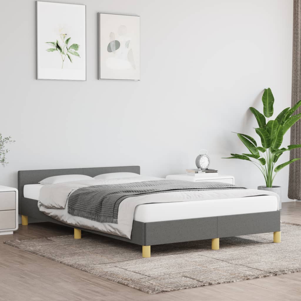 Cadre de lit sans matelas gris foncé 120x190 cm tissu - XIOS