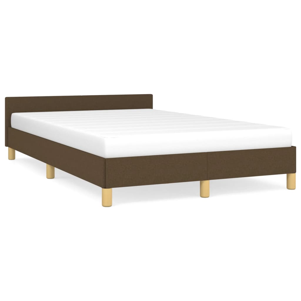 Cadre de lit sans matelas marron foncé 120x190 cm tissu - XIOS