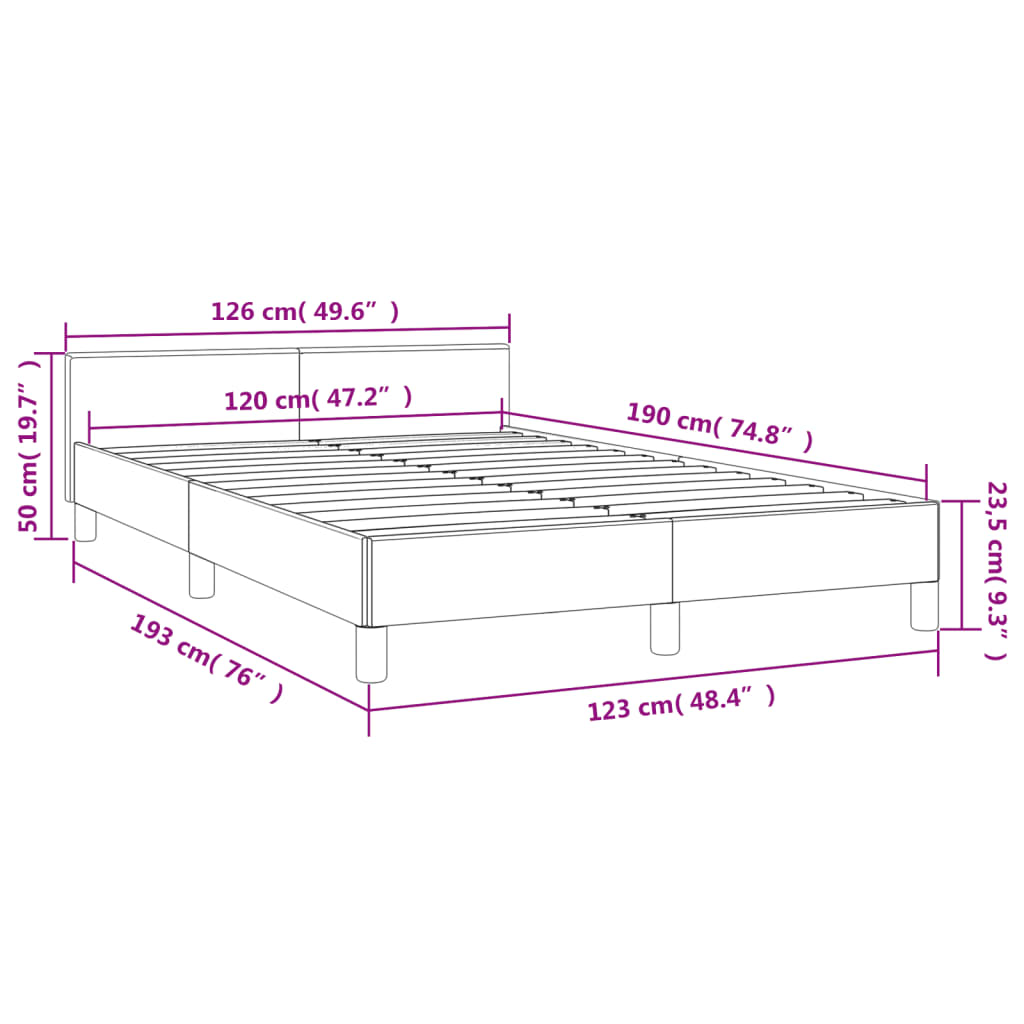 Cadre de lit sans matelas marron foncé 120x190 cm tissu - XIOS