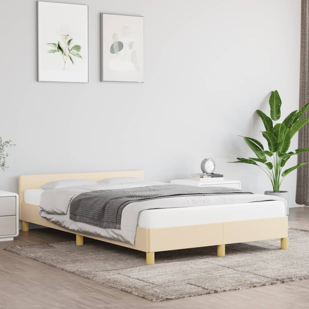 Cadre de lit sans matelas crème 120x190 cm tissu - XIOS