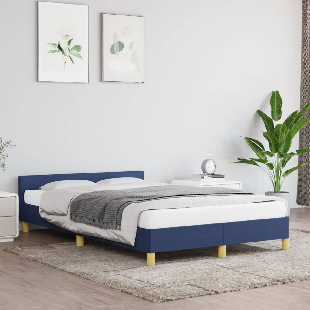 Cadre de lit sans matelas bleu 120x190 cm tissu - XIOS