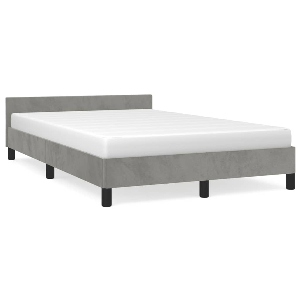 Cadre de lit sans matelas gris clair 120x190 cm velours - XIOS