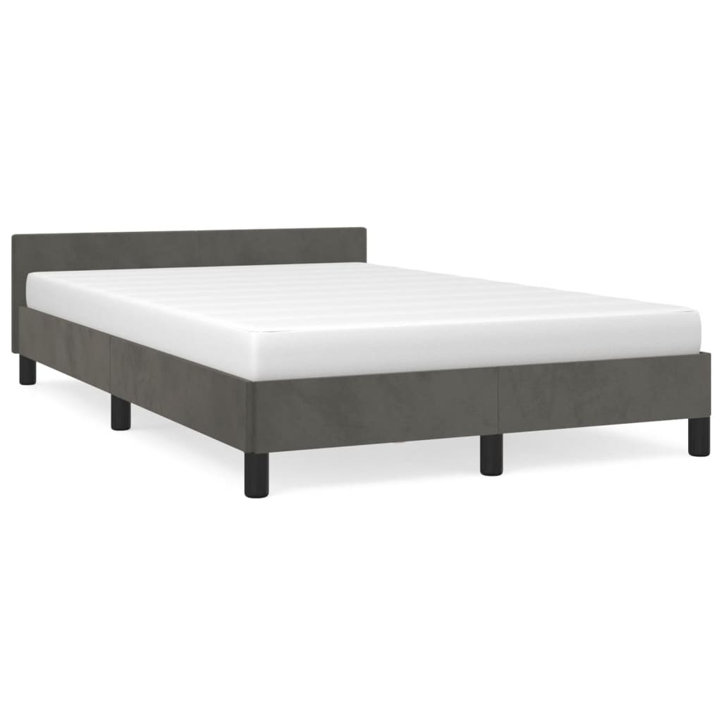 Cadre de lit sans matelas gris foncé 120x190 cm velours - XIOS