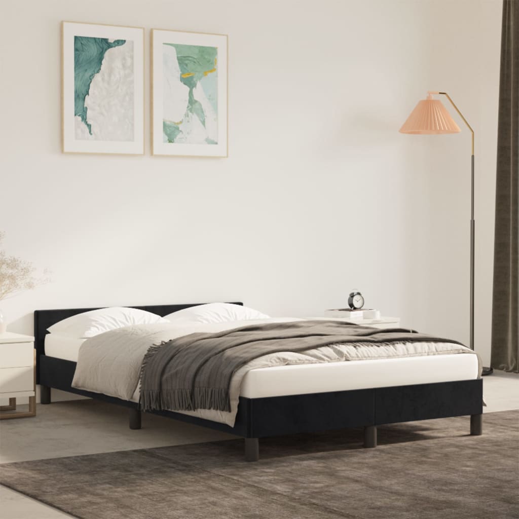 Cadre de lit sans matelas noir 120x190 cm velours - XIOS