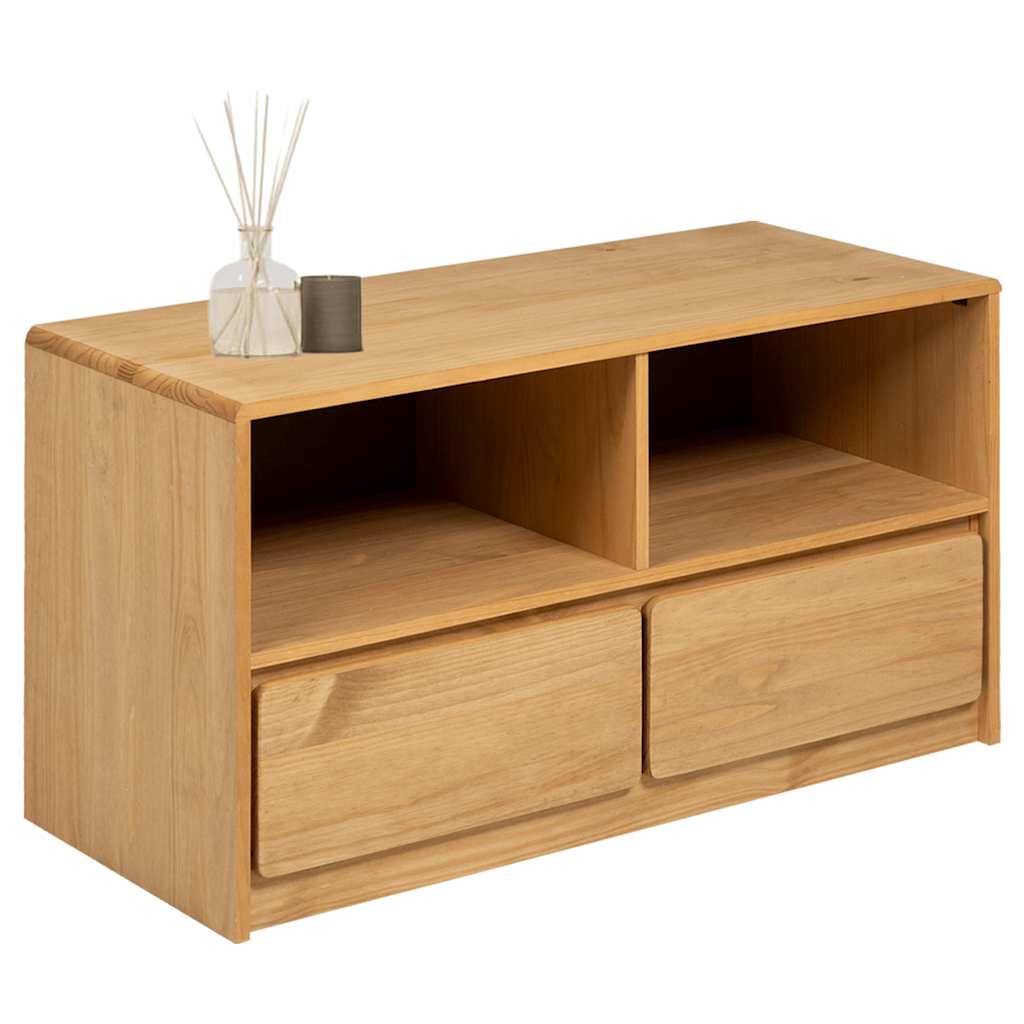 Meuble TV SAUDA chêne 99x43x55 cm bois de pin massif - XIOS