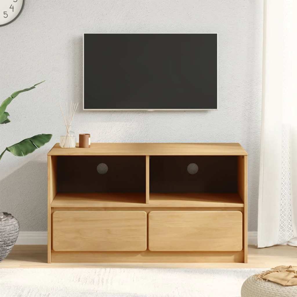 Meuble TV SAUDA chêne 99x43x55 cm bois de pin massif - XIOS