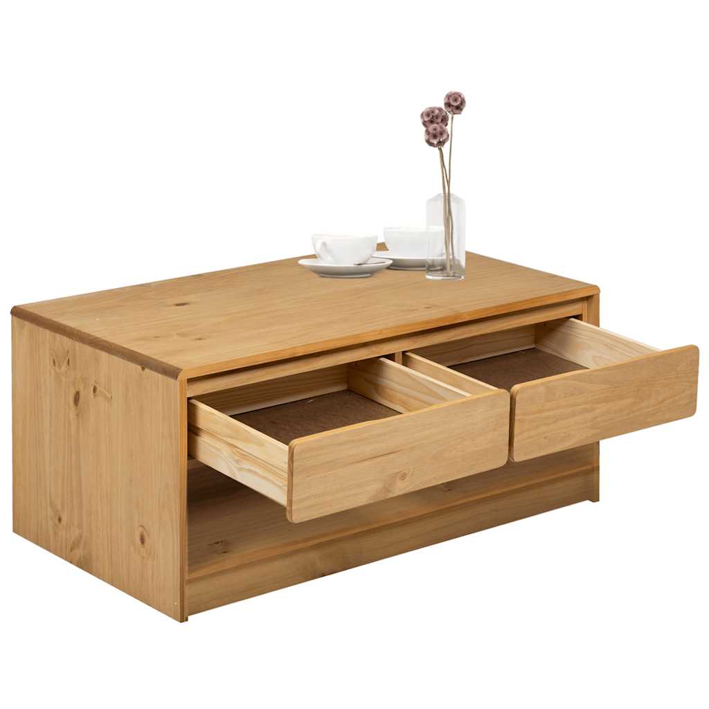 Table basse SAUDA chêne 99x55x45 cm bois de pin massif - XIOS