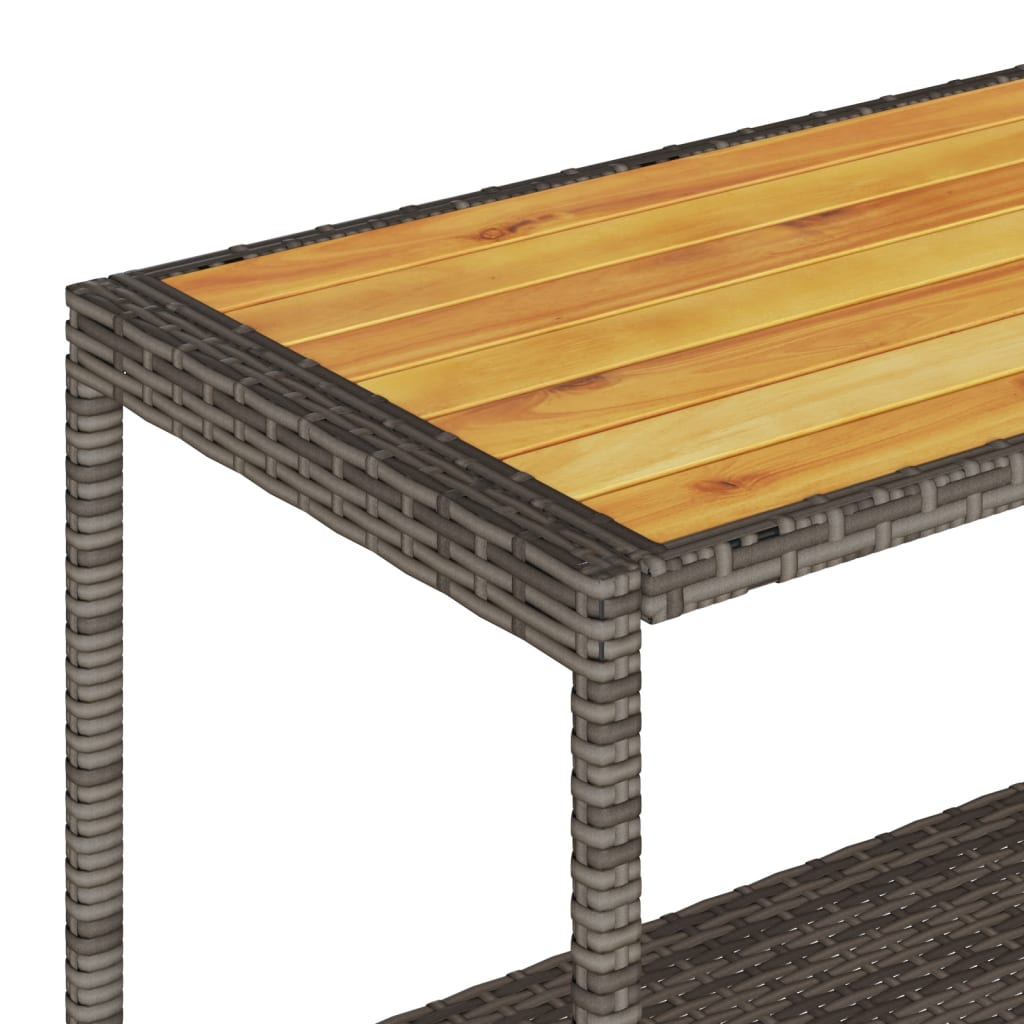 Chariot de bar 3 niveaux gris rotin et bois d'acacia massif - XIOS