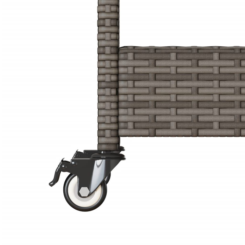 Chariot de bar 3 niveaux gris rotin et bois d'acacia massif - XIOS