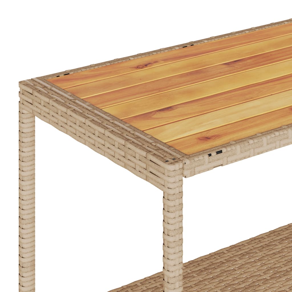 Chariot de bar 3 niveaux beige rotin et bois d'acacia massif - XIOS