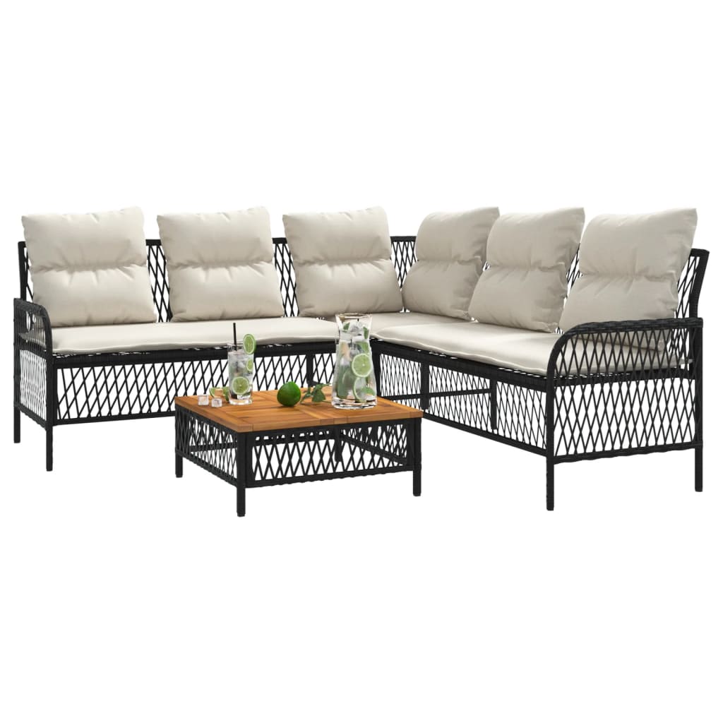 Canapés de jardin 2 pcs avec coussins Noir Résine tressée - XIOS