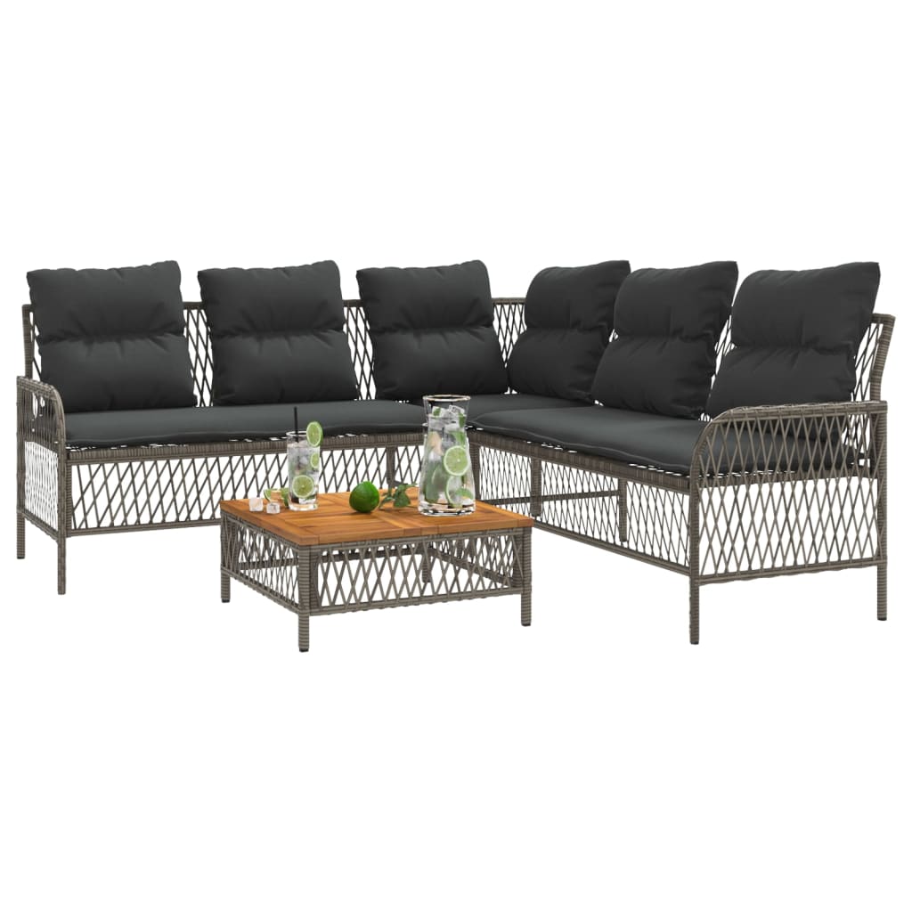 Salon de jardin 2 pcs avec coussins Gris Résine tressée - XIOS