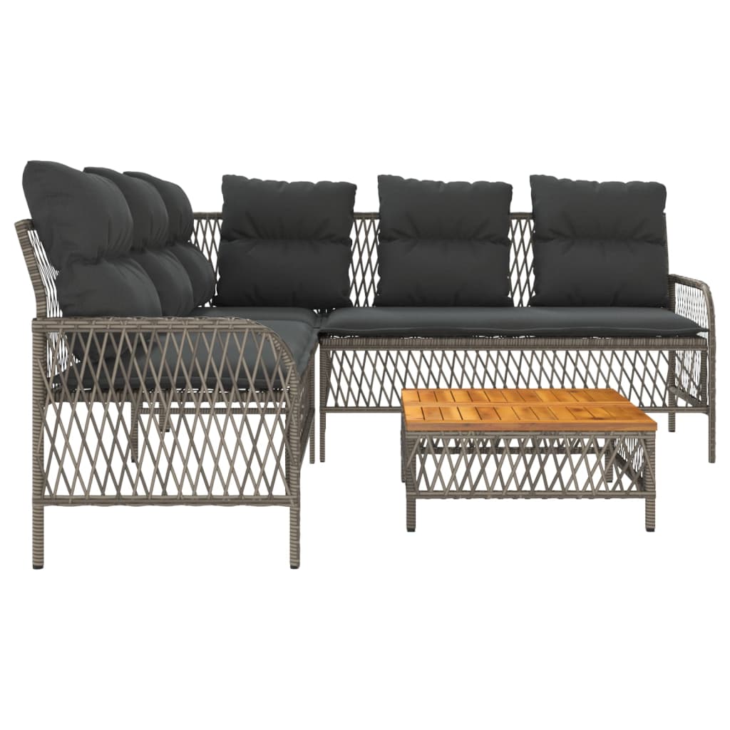 Salon de jardin 2 pcs avec coussins Gris Résine tressée - XIOS