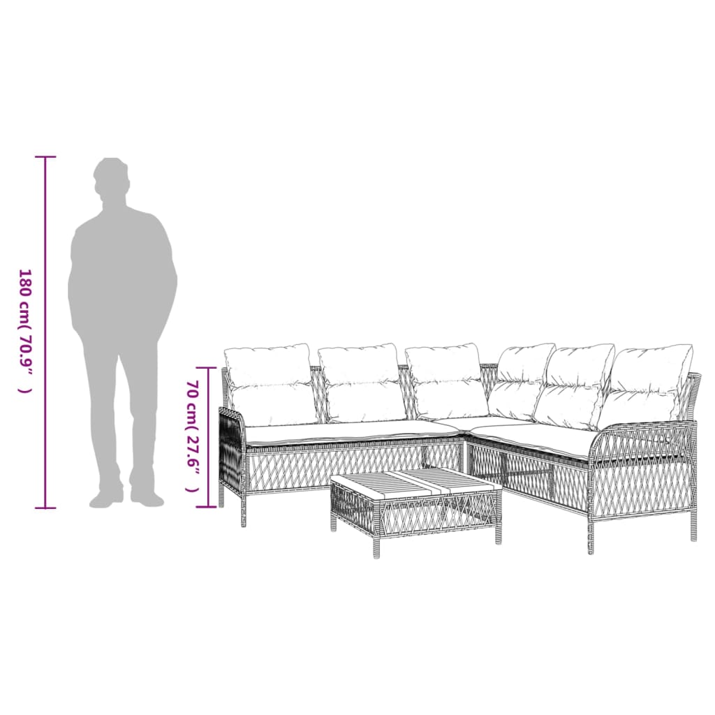 Salon de jardin 2 pcs avec coussins Gris Résine tressée - XIOS