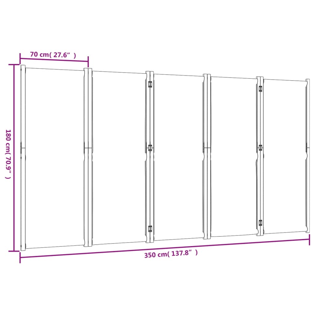 Cloison de séparation 5 panneaux taupe 350x180 cm - XIOS