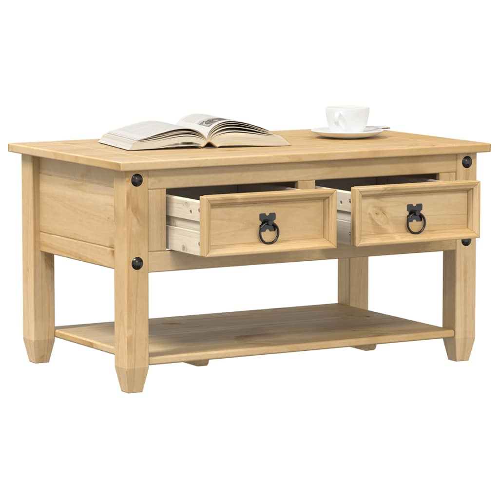 Table basse avec tiroirs Corona 85x50x45 cm bois de pin massif - XIOS