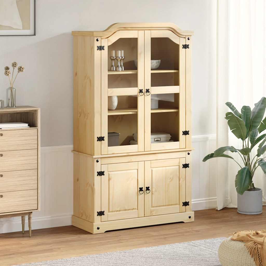 Vitrine en verre Corona 103,5x42x180 cm bois de pin massif - XIOS