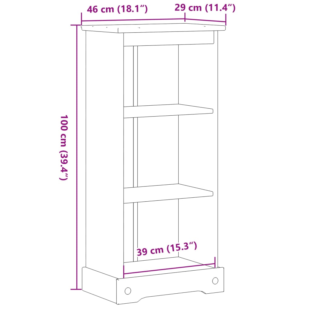 Bibliothèque Corona 46x29x100 cm bois de pin massif - XIOS