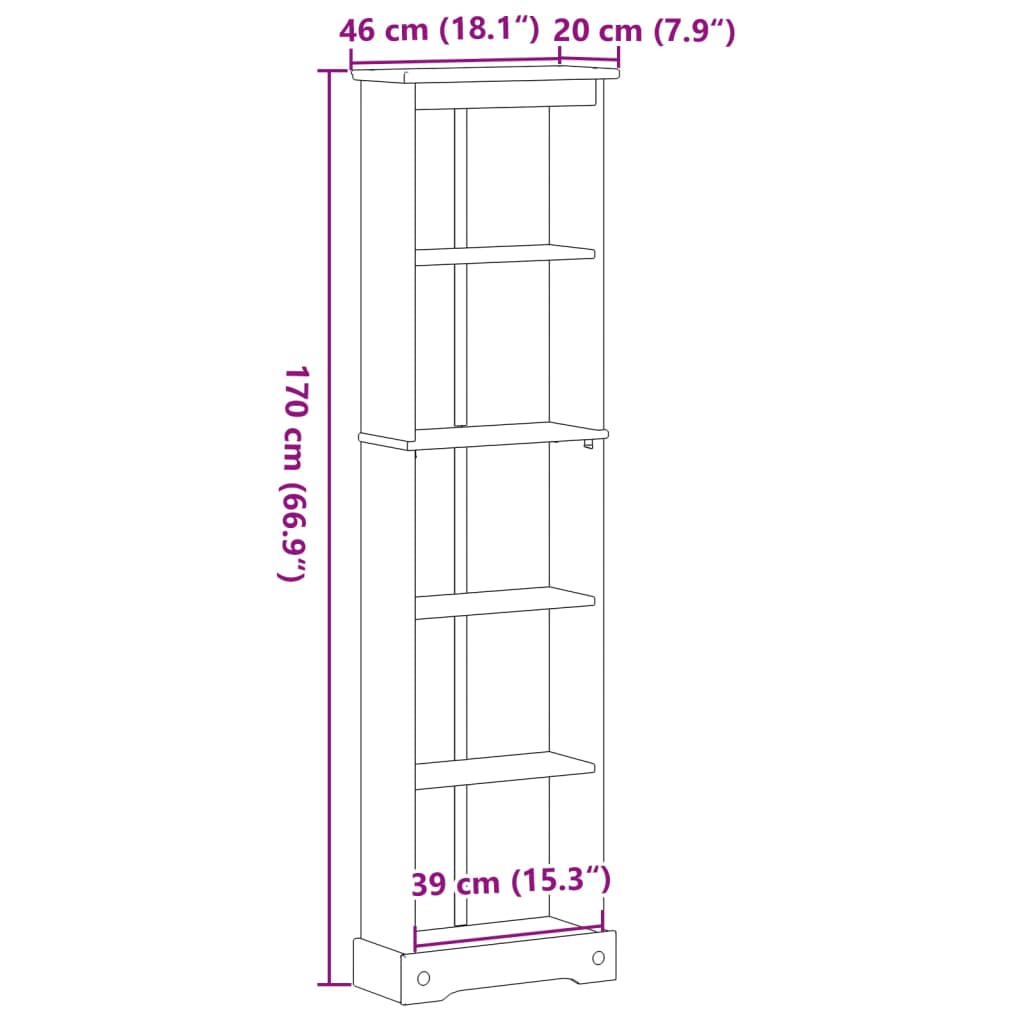 Bibliothèque Corona 46x20x170 cm bois de pin massif - XIOS