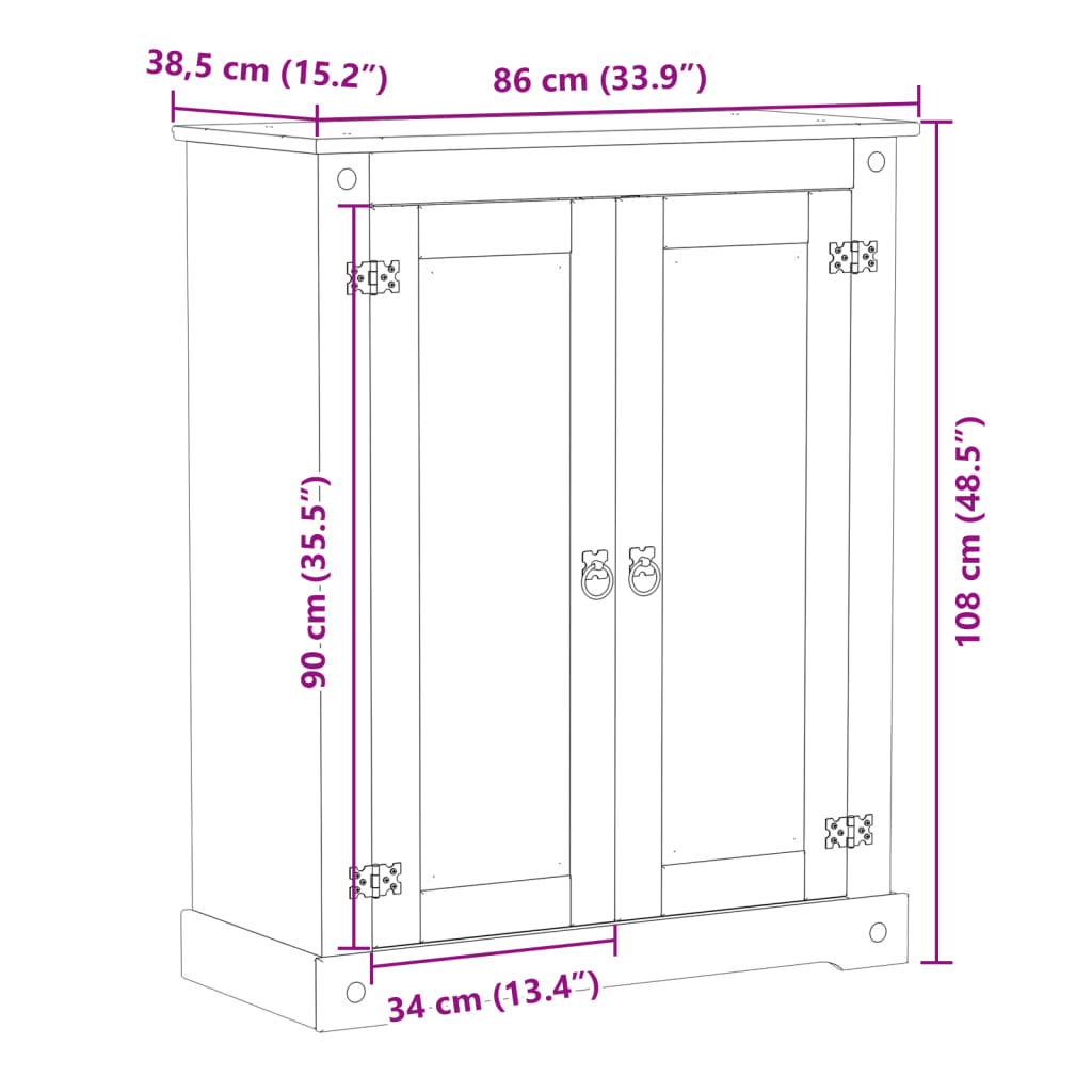 Armoire à chaussures Corona 86x38,5x108 cm bois de pin massif - XIOS