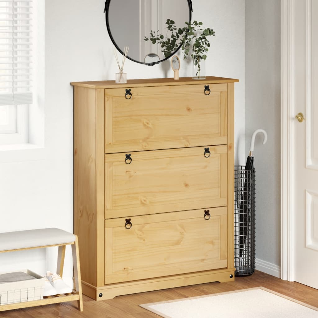 Armoire à chaussures Corona 99x32x124,5 cm bois de pin massif