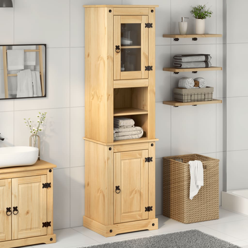 Armoire de salle de bain Corona 50x40x185 cm bois de pin massif