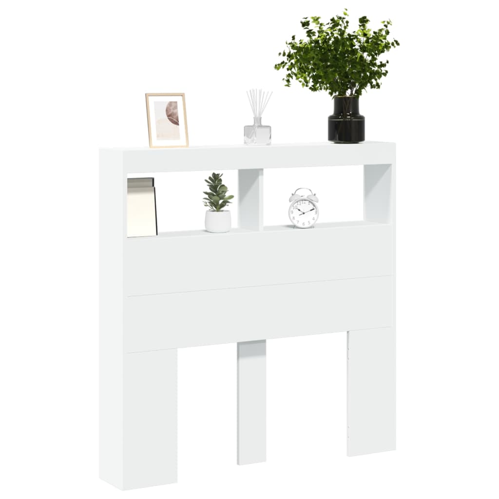 Armoire tête de lit avec LED blanc 100x17x102 cm