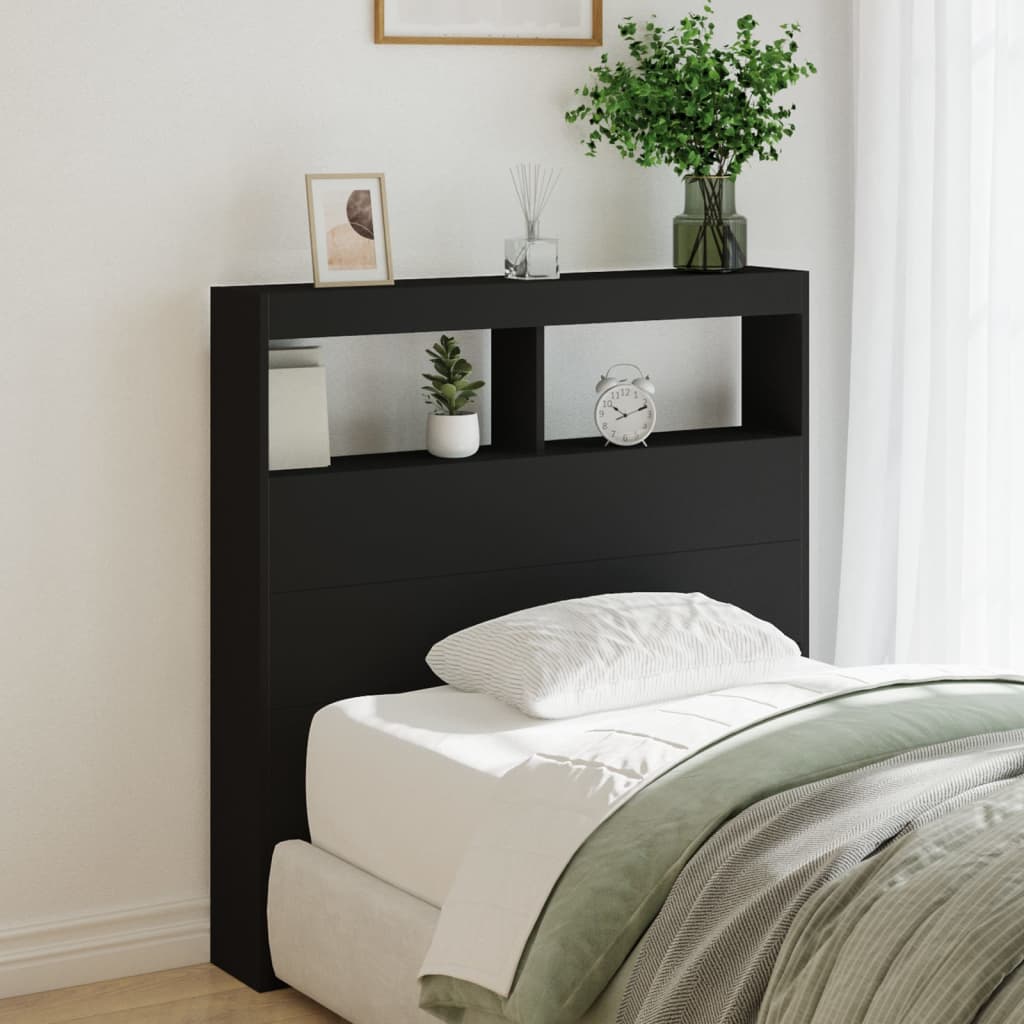 Armoire tête de lit avec LED noir 100x17x102 cm - XIOS