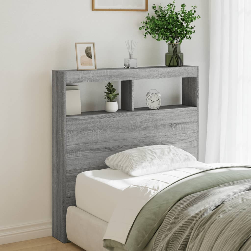 Armoire tête de lit avec LED sonoma gris 100x17x102 cm - XIOS