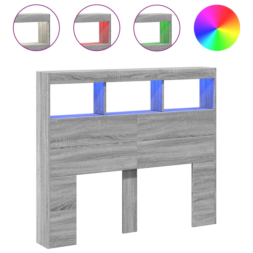 Armoire tête de lit avec LED sonoma gris 120x17x102 cm - XIOS