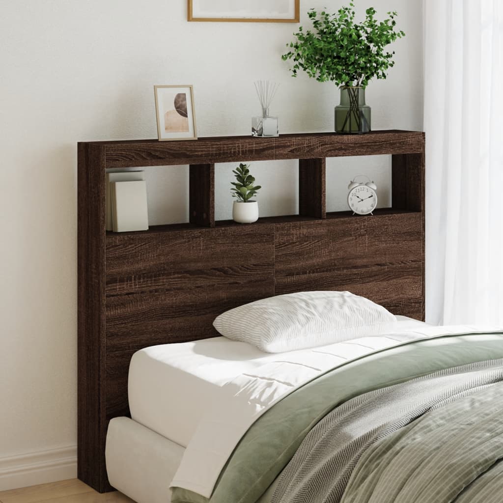Armoire tête de lit avec LED chêne marron 120x17x102 cm - XIOS