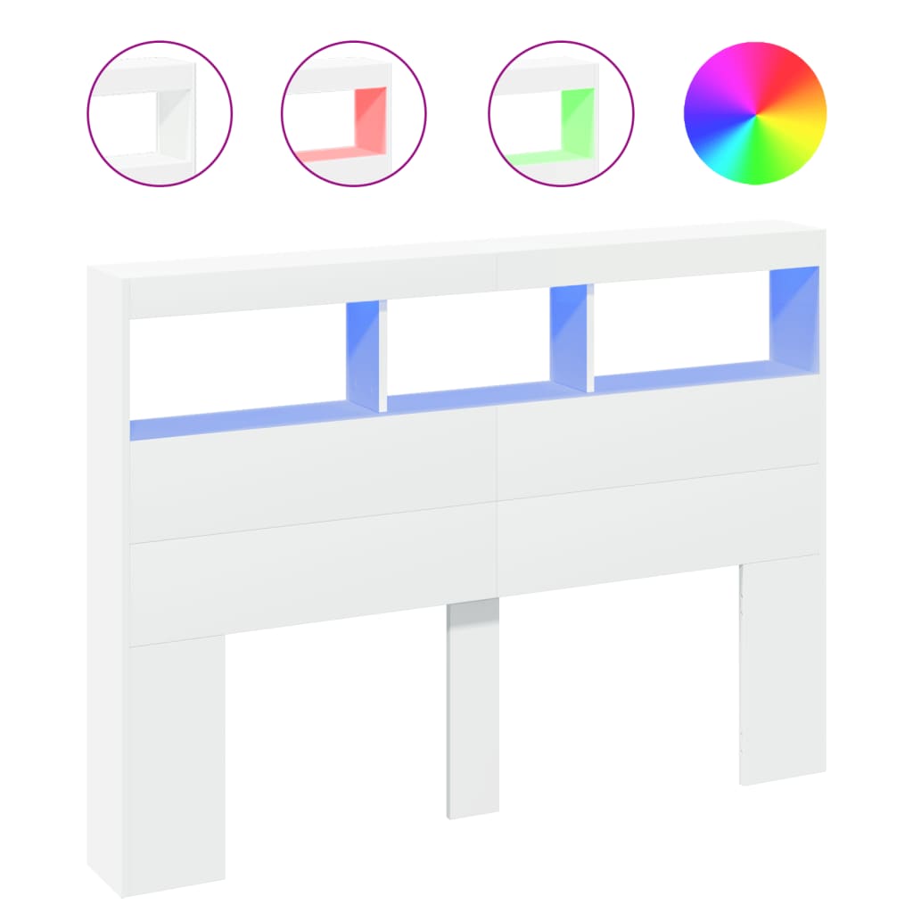 Armoire tête de lit avec LED blanc 140x17x102 cm - XIOS