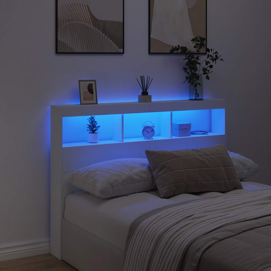 Armoire tête de lit avec LED blanc 140x17x102 cm - XIOS