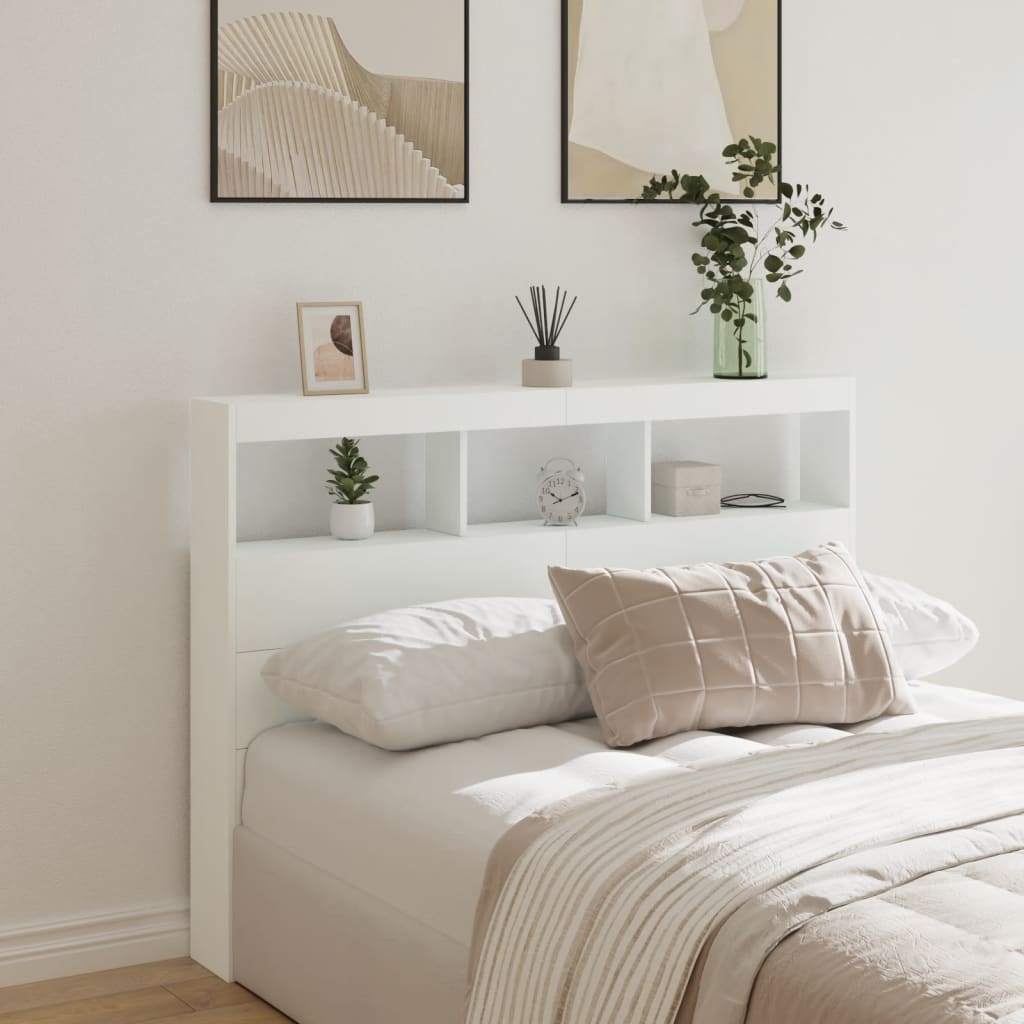 Armoire tête de lit avec LED blanc 140x17x102 cm - XIOS