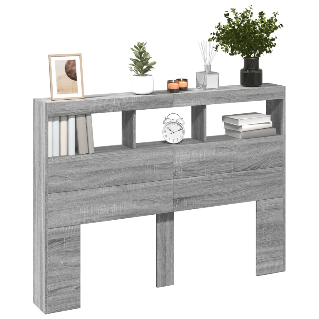 Armoire tête de lit avec LED sonoma gris 140x17x102 cm - XIOS