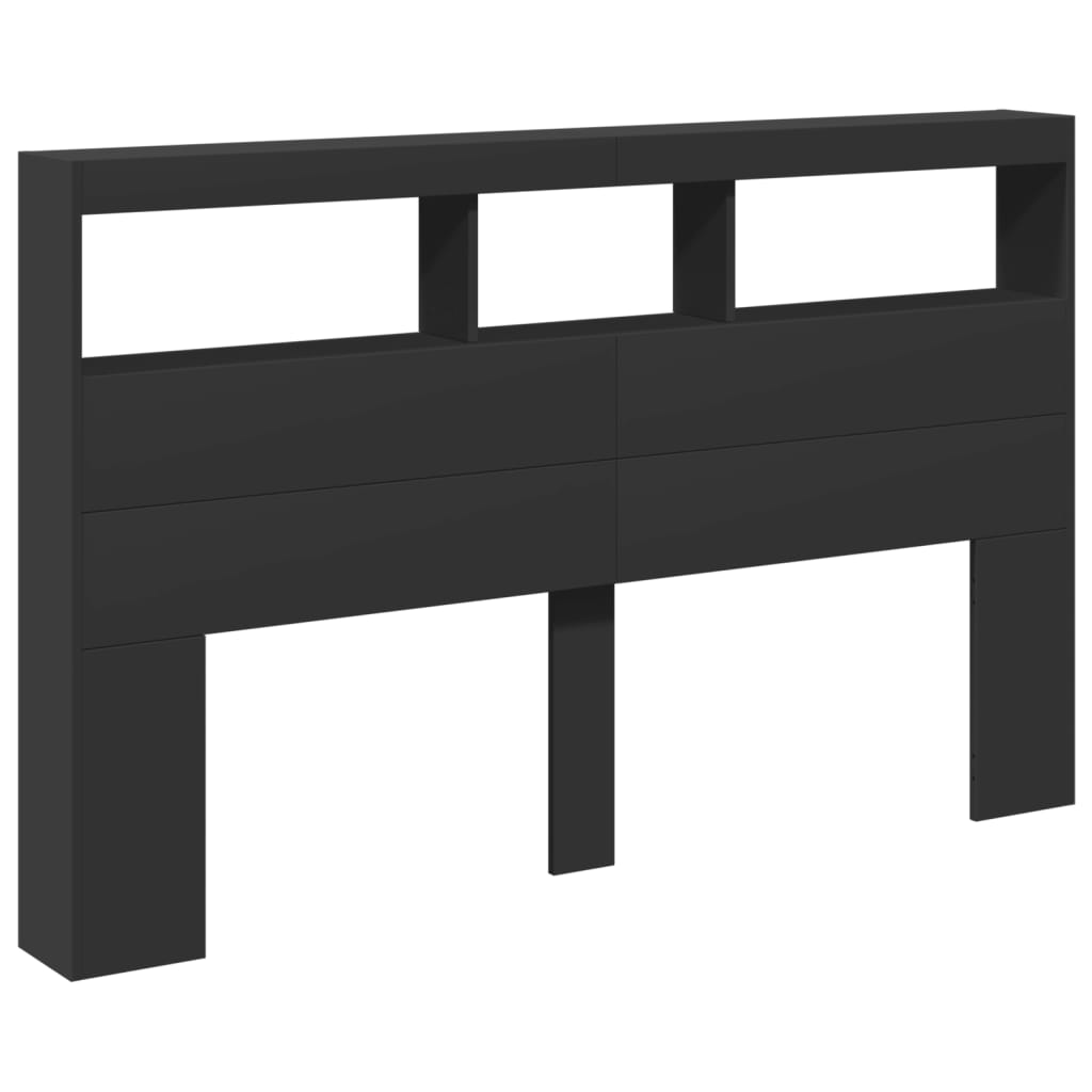 Armoire tête de lit avec LED noir 160x17x102 cm - XIOS