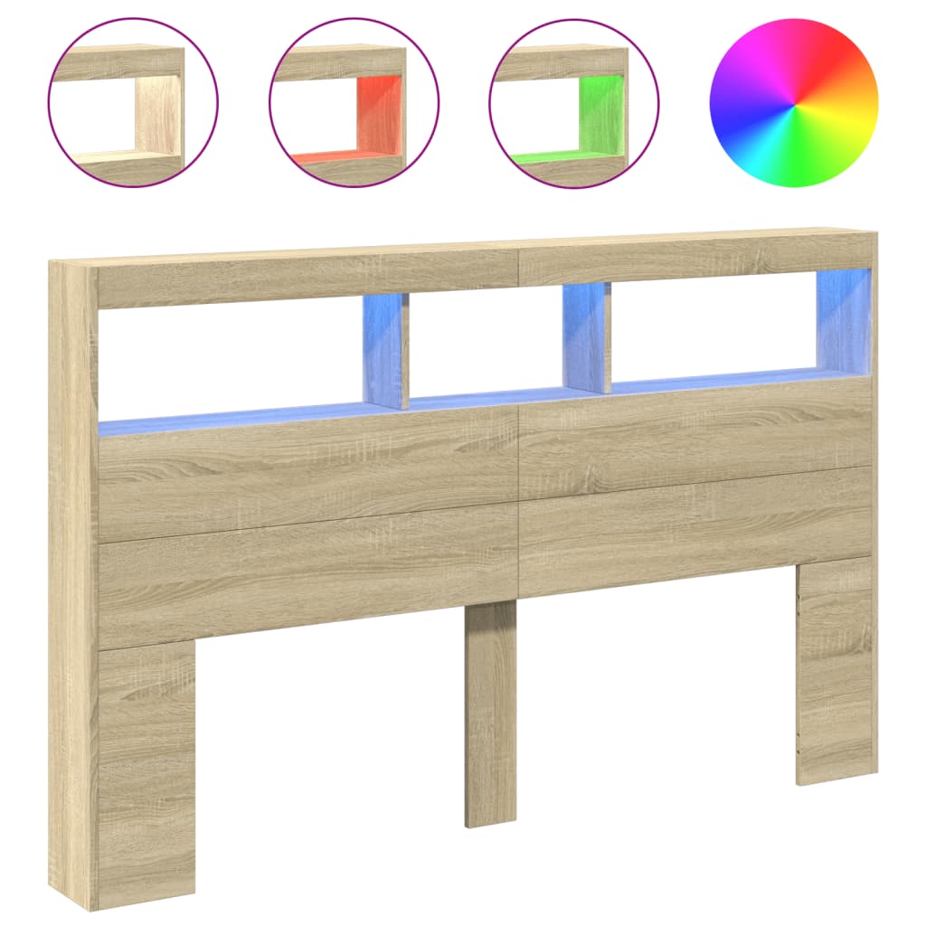 Armoire tête de lit avec LED chêne sonoma 160x17x102 cm - XIOS