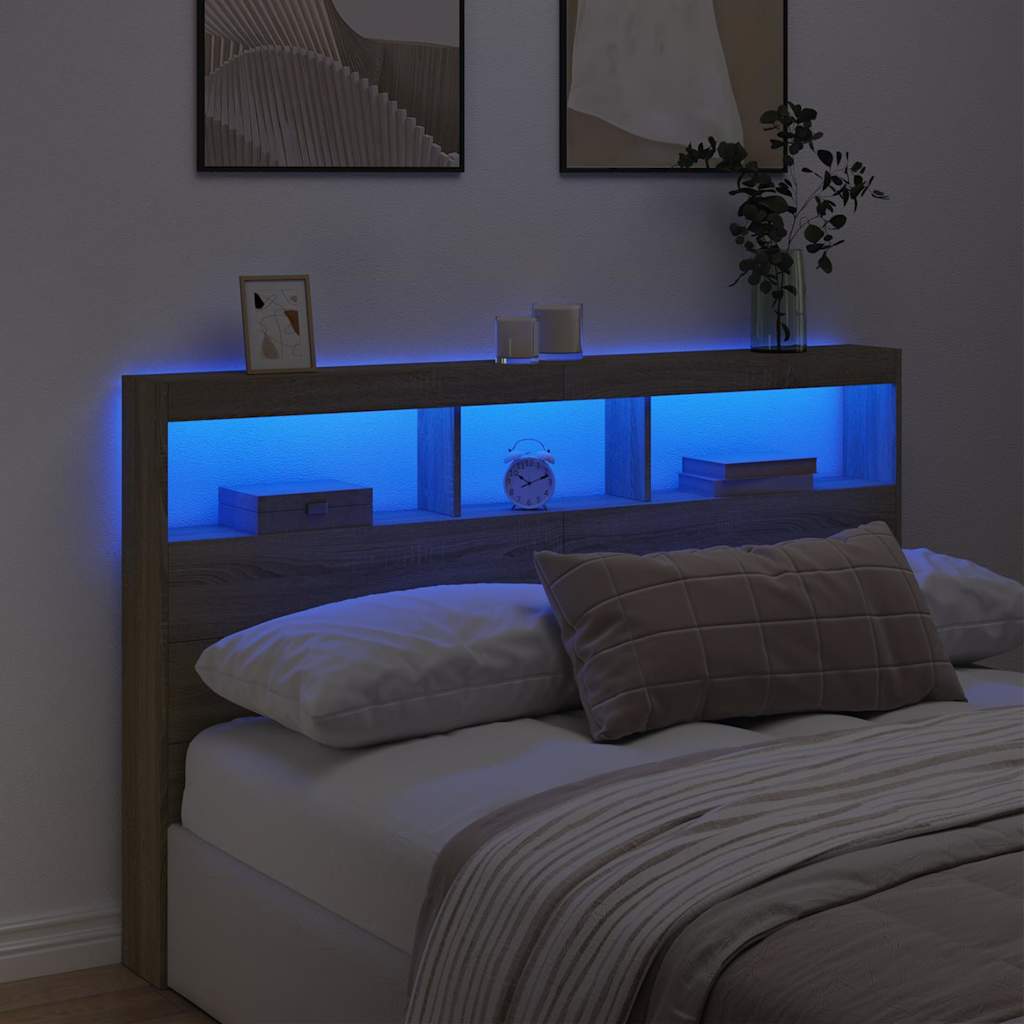 Armoire tête de lit avec LED chêne sonoma 160x17x102 cm - XIOS