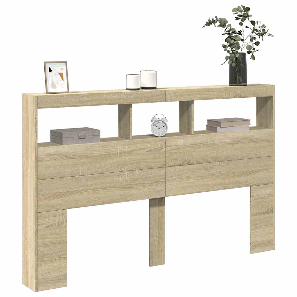 Armoire tête de lit avec LED chêne sonoma 160x17x102 cm - XIOS