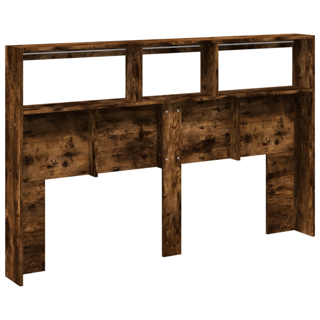 Armoire tête de lit avec LED chêne fumé 160x17x102 cm - XIOS