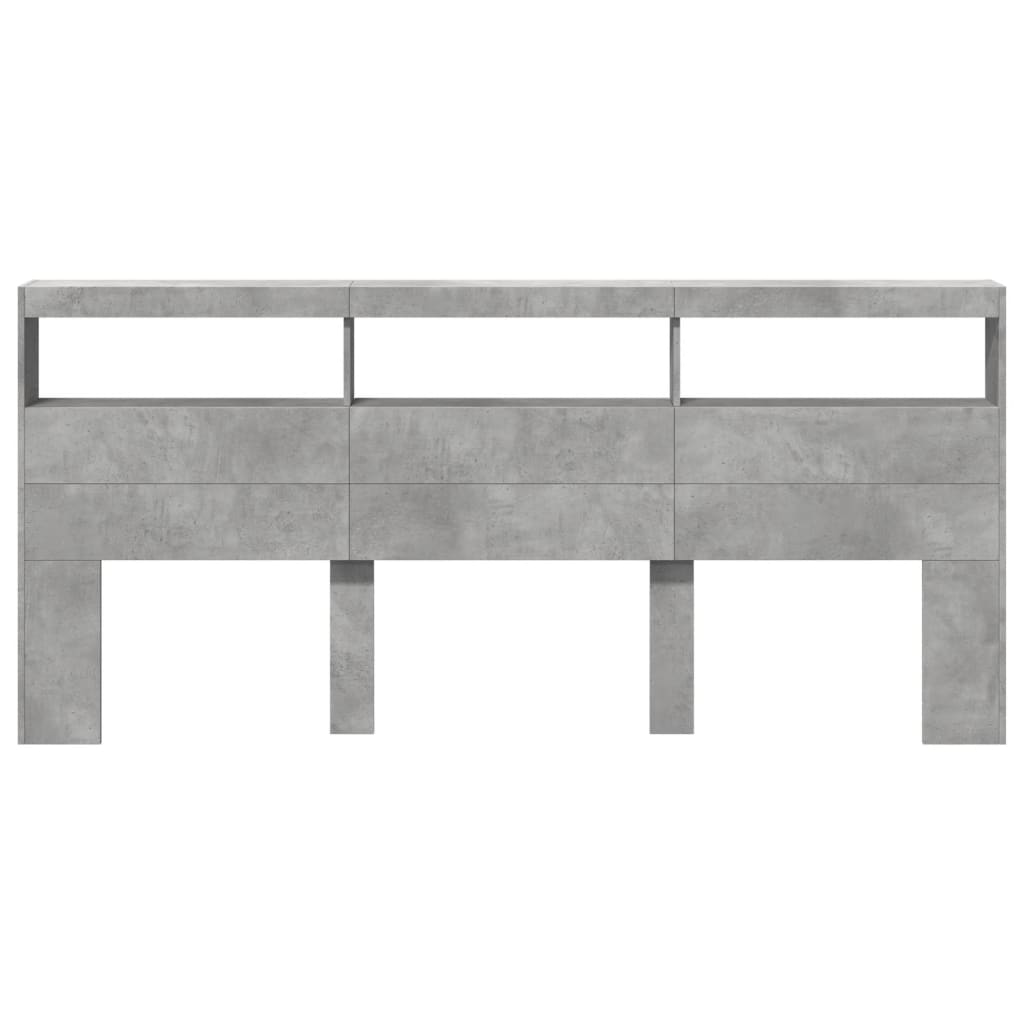 Armoire tête de lit avec LED gris béton 220x17x102 cm - XIOS