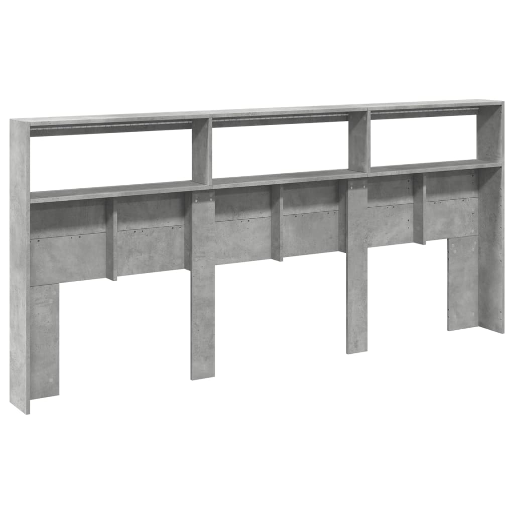 Armoire tête de lit avec LED gris béton 220x17x102 cm - XIOS