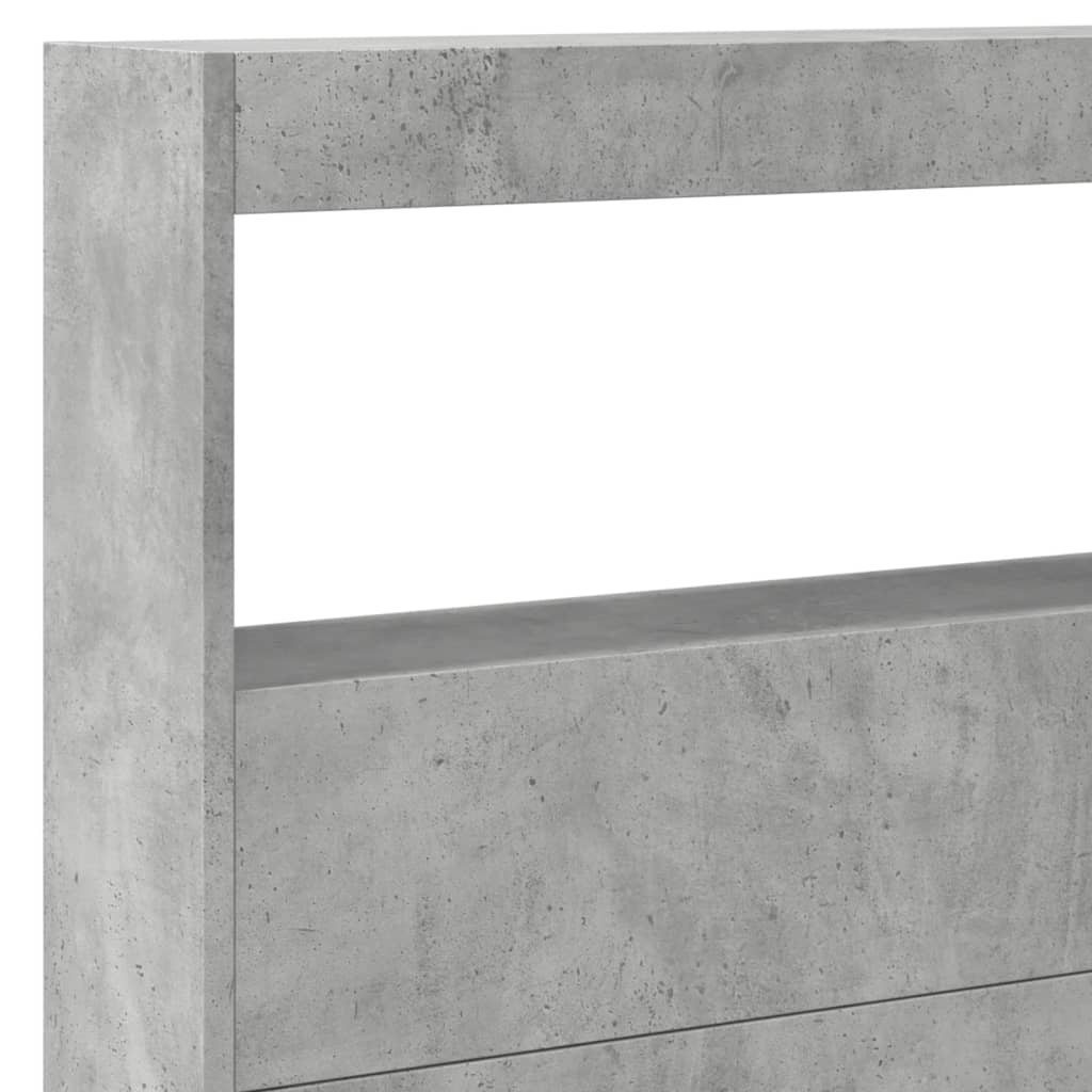 Armoire tête de lit avec LED gris béton 220x17x102 cm - XIOS